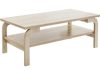 Rectangular 47-inch natural wood coffee table with open shelves, perfect for living room gatherings and stylish decor.