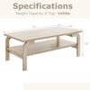 Rectangular 47-inch natural coffee table with open shelf, sturdy design, ideal for living room gatherings.
