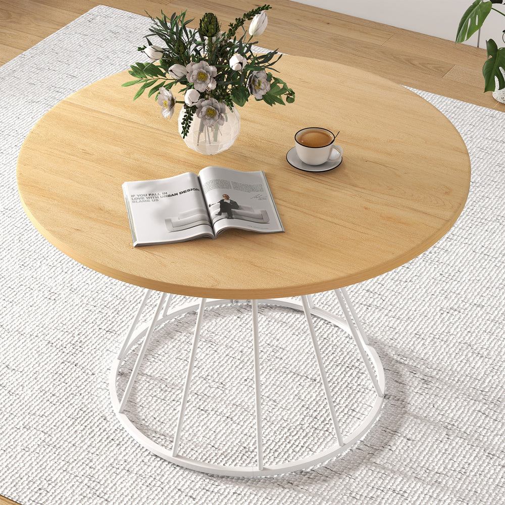 47 Inches Round Dining Table for 4 Farmhouse Kitchen Table with Wooden Tabletop-Natural - Gallery View 1 of 11