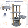 47-inch tall gray cat tower with scratching posts, cozy nest, and spacious platforms for play and relaxation.