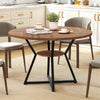 Round 47" dining table in brown with a storage shelf, featuring a robust metal frame for stability and modern elegance.