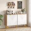 47" Sideboard Buffet Cabinet with 4 Chevron Fluted Doors & Anti-Toppling Devices for Kitchen-Natural - Gallery View 1 of 11