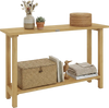 47 Inch Solid Wood Console Table with Teak Wood Frame and Storage Shelf