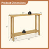 47-inch solid wood console table with teak frame, featuring a 2-tier storage shelf for versatile living room use.