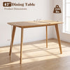 47" solid wood dining table with rounded edges, seating up to 4 people, perfect for dining rooms or kitchens.