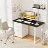 Universal 47” x 24” black tabletop with dual cable holes, perfect for standard and standing desk frames.