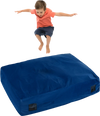 Blue crash pad sensory mat with soft foam blocks, ideal for jumping, playing, and safe sensory stimulation for kids.