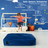 Blue 47 x 35.5 inch crash pad sensory mat with soft foam blocks, ideal for safe play and sensory stimulation for kids.