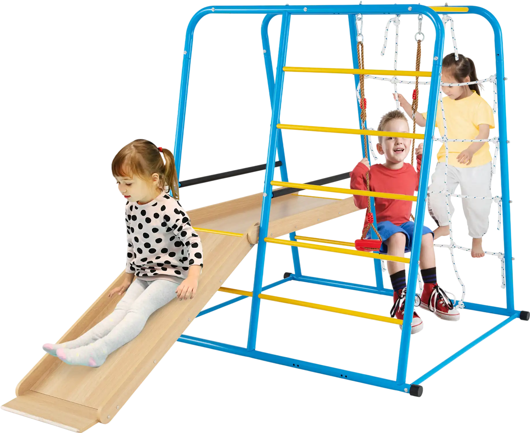 Costway 6-in-1 Indoor Jungle Gym Slide for Boys & Girls 3+ 73263965 New