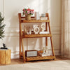 Foldable 3-tier solid wood plant stand with a smooth finish, ideal for displaying plants and decorations in any setting.
