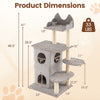 48.5-inch gray cat tree with dual condos, three hideaway caves, and sisal scratching posts for large cats.