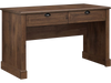 Farmhouse executive desk with a spacious tabletop and two drawers for organizing office supplies and enhancing workspace comfort.
