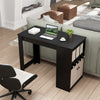 48-inch black bar table featuring a storage cabinet, wine rack, and adjustable shelf, ideal for home or café use.