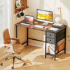48 Inch Computer Desk with 2 Fabric Drawers Industrial Home Office Desk-Rustic Brown - Gallery View 1 of 10