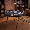 48 Inch Foldable Poker Table with 8 Cup Holders and Padded Edges-Blue - Gallery View 1 of 10
