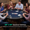 Spacious 48" foldable poker table with padded edges and 8 cup holders, perfect for game nights with up to 8 players.