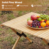 48-inch folding camping table made of solid pine wood, featuring a splinter-free surface, ideal for backyard gatherings.