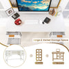 48-inch white home office computer desk with 4 drawers, large tabletop, and sturdy metal frame for stability.