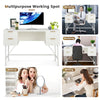 48-inch white home office computer desk with 4 drawers, ideal for writing, studying, and organizing office essentials.