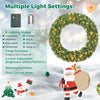 48-inch pre-lit artificial Christmas wreath with 150 warm white LEDs, featuring 8 lighting modes and a timer function.
