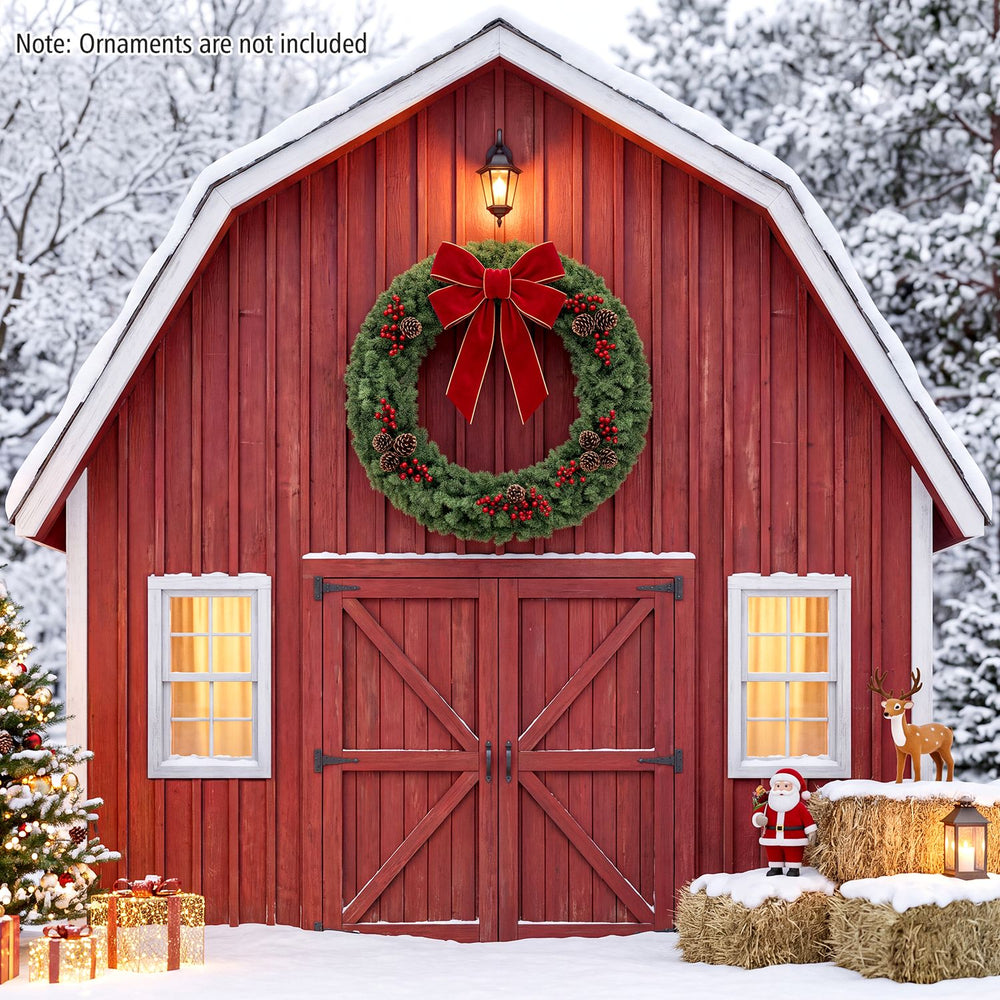 48 Inch Large Pre-Lit Christmas Wreath with 200 Warm White LED Lights Set of 1 - Gallery View 1 of 8