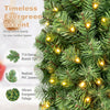 Large 48-inch pre-lit Christmas wreath features 714 PVC branch tips and 200 warm white LED lights for festive decor.