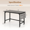 Mobile computer workstation with a 48" black tabletop, featuring 2 drawers and 4 smooth casters for easy mobility.