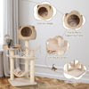Multi-level cat tree with a cute cat-shaped condo, plush cushion, and stable base for climbing and lounging.