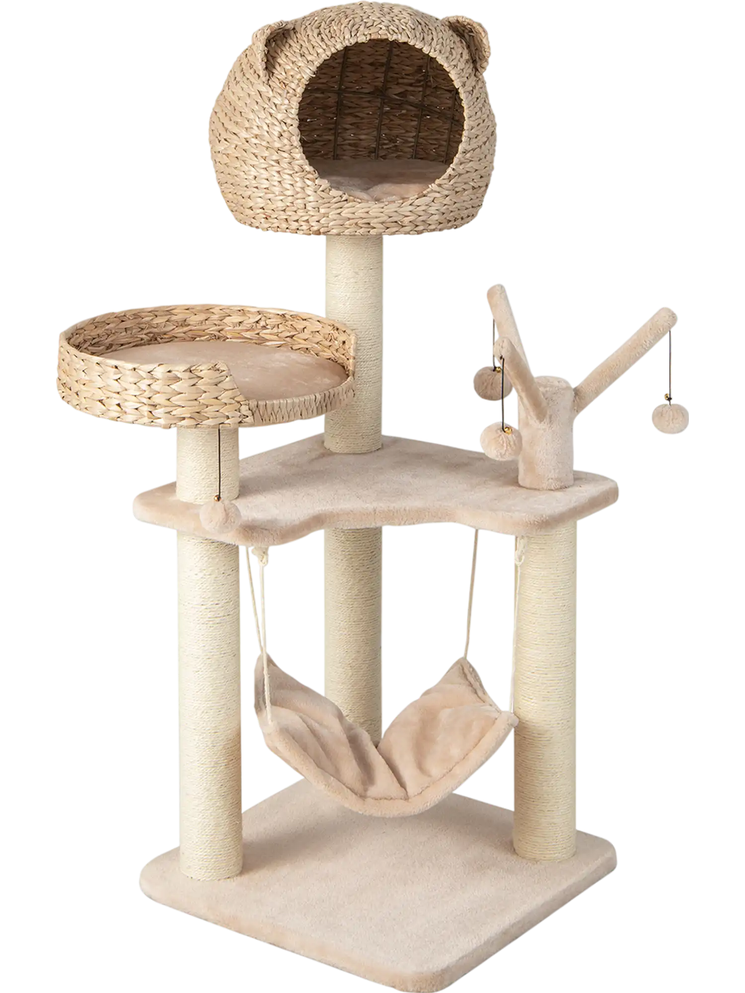 Costway Multi-Level Cat Tree Condo Hammock Hanging Balls 74528913 New