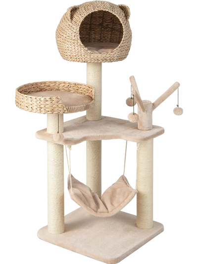 Costway Multi-Level Cat Tree Condo Hammock Hanging Balls 74528913 New