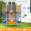 48-inch toddler trampoline with safety enclosure net in orange, featuring sturdy metal legs and child-friendly bungees.