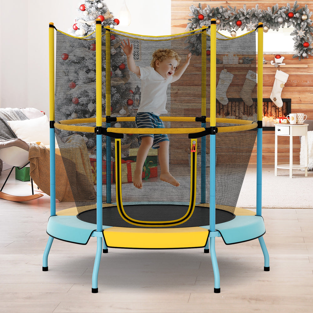 48 Inch Toddler Trampoline with Safety Enclosure Net-Yellow - Gallery View 1 of 7