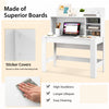 48-inch white writing computer desk with multi-layered shelf, anti-tipping kits, and cable management hole for.
