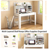 48-inch white writing computer desk with multi-layered shelf, anti-tipping kits, and cable management for organized.