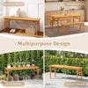48-inch acacia wood bench with slat seat, stable triangular structure, ideal for dining, garden, or entryway use.