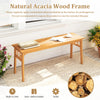 48-inch acacia wood bench with breathable slat seat and stable triangular structure, perfect for garden or patio use.