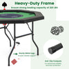 Foldable 48-inch poker table with padded rails and cup holders, sturdy metal frame, ideal for game rooms and parties.