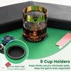 Foldable 48-inch poker table with padded rails, 8 cup holders, and sturdy metal legs for organized game play.
