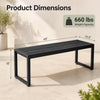 Slatted 48" outdoor bench in sea-black with a wood-plastic composite and metal frame, supporting up to 660 lbs.
