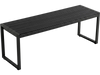 Black 48" outdoor bench with a wood-plastic composite slatted seat and metal frame, perfect for gardens and patios.