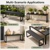 48" outdoor bench in black features a wood-plastic composite seat and metal frame, ideal for gardens, patios, or entryways.