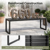 Black 48" outdoor bench features a heavy-duty metal frame and slatted wood-plastic composite for garden seating.