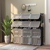 12-Cube 48 Pairs Portable Shoe Shelves with Hook-Black - Gallery View 1 of 11