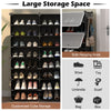 12-cube portable shoe shelves in black, storing 48 pairs of shoes with 5 hooks for bags and accessories, ideal for.