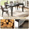 48" rectangular kitchen table in black with solid rubber wood legs and reinforced triangular structure for dining room stability.