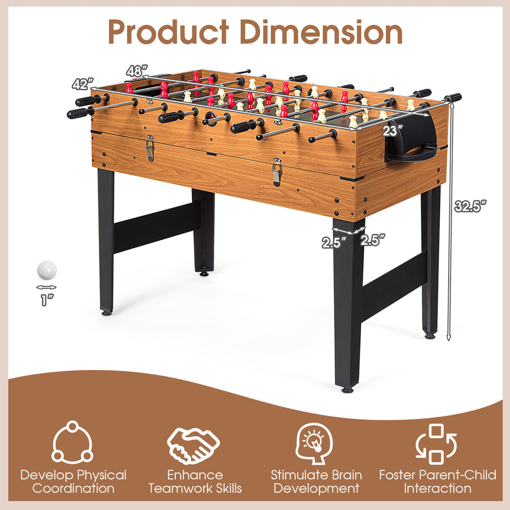 48-inch 3-in-1 multi combo game table featuring soccer, billiards, and hockey for family fun and skill development.