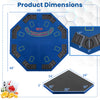 Blue 48-inch foldable poker table top with cup holders and card placement areas, ideal for 8 players and easy storage.