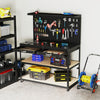 48 x 24 Inch Workbench Work Table with 3 PCs Pegboard Drawer and Shelves-Black - Gallery View 1 of 10