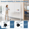 Double-sided 48" x 36" mobile whiteboard with lockable wheels, ideal for presentations and meetings, featuring a durable aluminum frame.