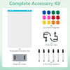Complete accessory kit for a double-sided whiteboard, including a flipchart pad, magnets, clips, and dry erase markers.